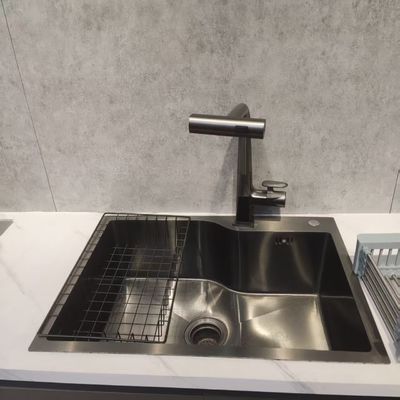 کیفیت  Handmade 15° Slope Diversion Stainless Steel Kitchen Sink with 304/316 Food Grade Material کارخانه