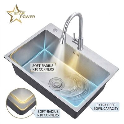 قیمت خوب 25 Inch Laundry Utility Sink SUS304 20 Gauge Deep Basin with Faucet Assembly آنلاین