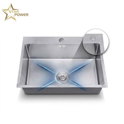 قیمت خوب 27 Inch Overmount Single Bowl Kitchen Sink SUS304 18 Gauge with Drainboard آنلاین
