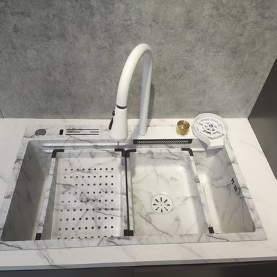 ظرف آشپزخانه چند منظوره سفید دو قاشق بالا از فولاد ضد زنگ