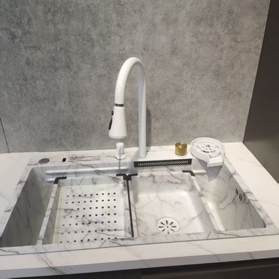 ظرف آشپزخانه چند منظوره سفید دو قاشق بالا از فولاد ضد زنگ