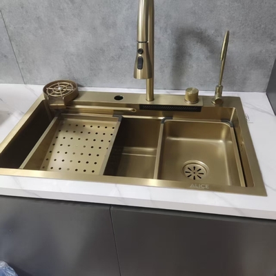 سینک آشپزخانه از فولاد ضد زنگ SUS304 با لوله آب