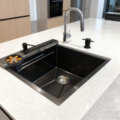 800mm Double-Bowl Stainless Steel Kitchen Sink Set با شیر قوس بلند و یک سال گارانتی برای آشپزخانه های مدرن