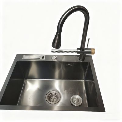 سینک ظرفشویی آشپزخانه استیل ضد زنگ DeepMax Pro 10 اینچی با کاسه عمیق اضافی، سطح برس خورده و پدهای صداگیر