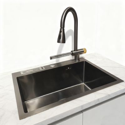 سینک ظرفشویی آشپزخانه استیل ضد زنگ DeepMax Pro 10 اینچی با کاسه عمیق اضافی، سطح برس خورده و پدهای صداگیر