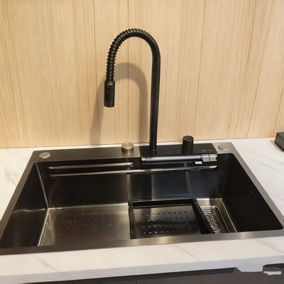 سینک ظرفشویی آشپزخانه استیل ضد زنگ DeepMax Pro 10 اینچی با کاسه عمیق اضافی، سطح برس خورده و پدهای صداگیر