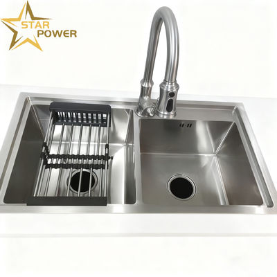 قیمت خوب سینک ظرفشویی استیل ضد زنگ 304 سازگار با محیط زیست با عمق کاسه 250-300 میلی‌متر و ضخامت پنل 1.2-1.5 میلی‌متر آنلاین