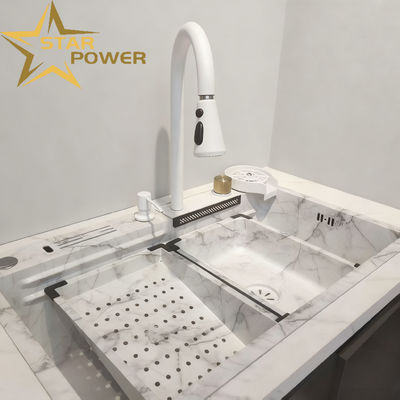 سینک آشپزخانه تجاری دست ساز استیل ضد زنگ دو قاشق با مواد مواد غذایی 304/316