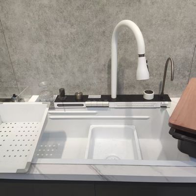 سینک آشپزخانه فولاد ضد زنگ دست ساز با درجه غذایی 304/316 فولاد ضد زنگ 250-300mm عمق کاسه و 1.2-2.0mm ضخامت پانل