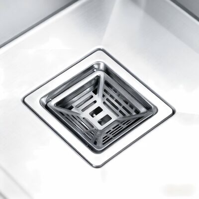 اصل برش شده پایان دست ساز دو قاشق سینک در فولاد ضد زنگ 304 برای آشپزخانه های مدرن