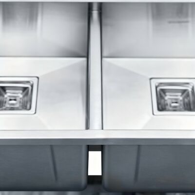 اصل برش شده پایان دست ساز دو قاشق سینک در فولاد ضد زنگ 304 برای آشپزخانه های مدرن