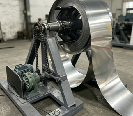 10000kg Heavy Duty Coil Uncoiler Handler System | تجهیزات جداسازی نوار فلزی با موتور برای خط تولید پانل سینک فولادی ضد زنگ 304