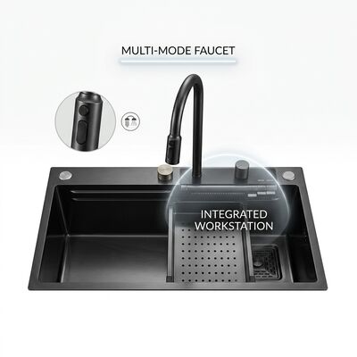 قیمت خوب سینک آشپزخانه بالا نصب / Drop-in Food-Grade 304 SS Double Bowl Kitchen Sink Polished Top-Mount 900mm 250mm Deep Basin ♪ عمق حوضه سفارشی در دسترس ♪ اندازه فولاد سفارشی در دسترس آنلاین