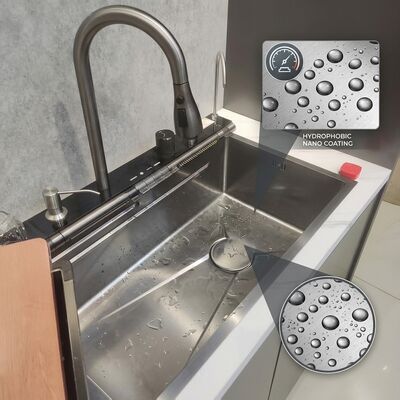 قیمت خوب Bionic Lotus Leaf Nano Oleophobic Handmade 316 Stainless Steel Kitchen Sink Single Bowl 700mm 220mm Deep Basin آنلاین