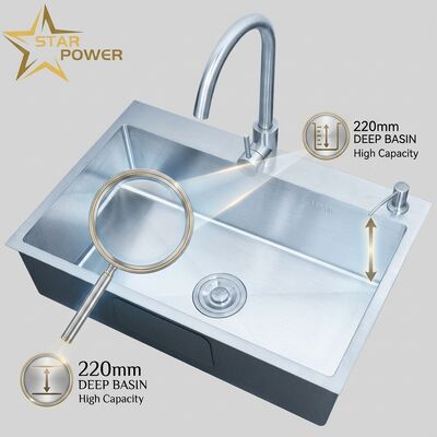 قیمت خوب سینک آشپزخانه دو لگنه استیل ضد زنگ 316 با عمق 220 میلی‌متر و طراحی روکار آنلاین