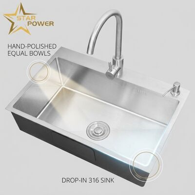 قیمت خوب SUS304 فولاد ضد زنگ برابر دو قاشق آشپزخانه سینک دست پولیش قطره در 700mm 10 اینچ بیش از حد عمیق حوضچه آنلاین