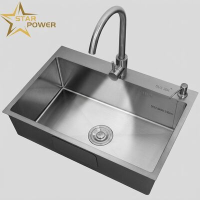 قیمت خوب سینک آشپزخانه توکار / زیرصفحه‌ای از فولاد ضد زنگ 304، سینک آشپزخانه با لگن اصلی و کمکی، لگن توکار با پوشش PVD دودی، عمق 600 میلی‌متر، عمق 9 اینچ | عمق لگن سفارشی موجود | ضخامت فولاد سفارشی موجود آنلاین