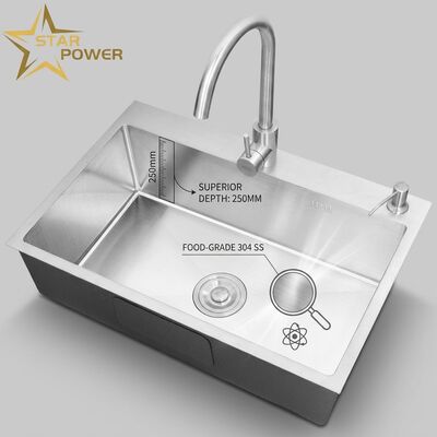 قیمت خوب سینک آشپزخانه زیرزمینی درجه غذایی 304 SS سینک آشپزخانه یک کاسه ای زیرزمینی 900 میلی متر 250 میلی متر حوضچه عمیق در دسترس عمق حوضچه سفارشی در دسترس اندازه فولاد سفارشی در دسترس آنلاین