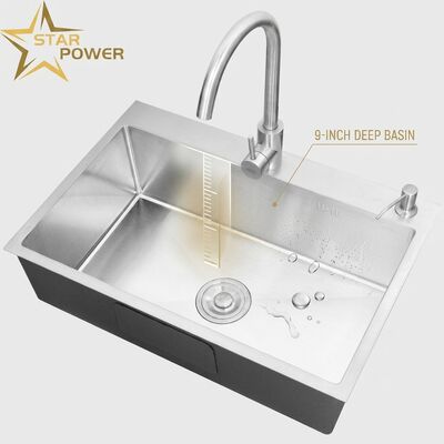 قیمت خوب 304 فولاد ضد زنگ برابر دو قاشق آشپزخانه سینک نانو پوشش داده شده قطره در 600mm 9-اینچ حوضچه عمیق آنلاین
