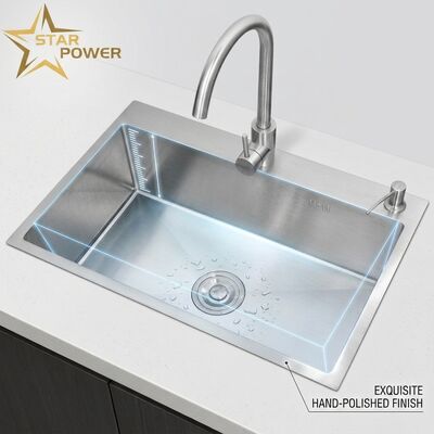 قیمت خوب 316 فولاد ضد زنگ اصلی و کمکی کاسه آشپزخانه سینک طلای طناب فلش 800mm 220mm حوضچه عمیق آنلاین