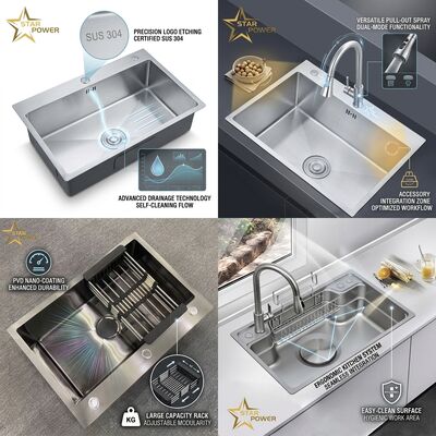 قیمت خوب قطره در 304 فولاد ضد زنگ دو قاشق آشپزخانه سینک 33x22 اینچ، 50/50 تقسیم، ساخته شده در تخلیه و سیب کش آنلاین