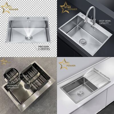 قیمت خوب سینک ظرفشویی بار آماده زیرکابینتی استیل ضد زنگ 304، 15x15 اینچ، درجه تجاری 18 گیج، شیار X تخلیه سریع آنلاین