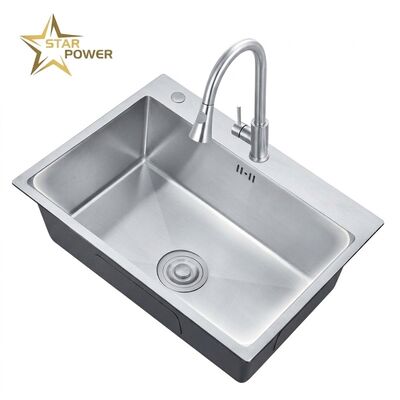 کیفیت Nano 25x22 Drop-In Kitchen Sink SUS304 Antibacterial Single Bowl 18 Gauge کارخانه
