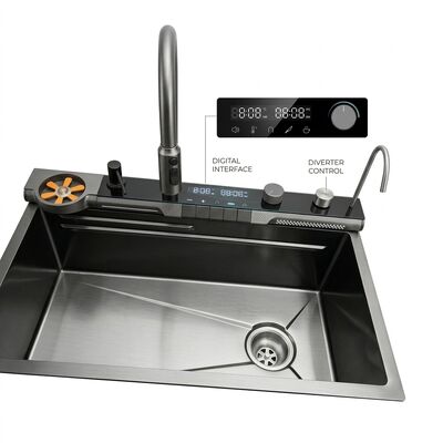 قیمت خوب RV 24 Inch Drop-In Kitchen Sink SUS304 with Tempered Glass Cover Single Bowl آنلاین