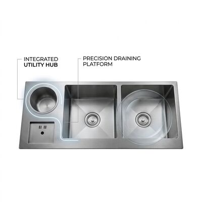 قیمت خوب Farmhouse 28x19 Workstation Kitchen Sink SUS304 16 Gauge with Cutting Board آنلاین