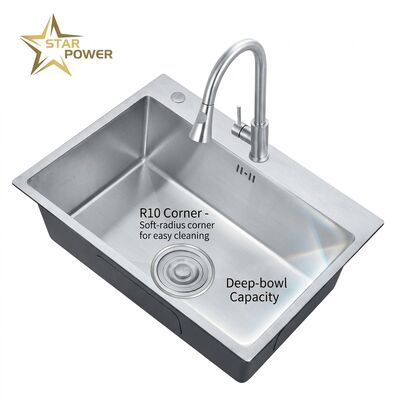 قیمت خوب Nano Black 31x20 Undermount Handmade Kitchen Sink SUS304 Single Bowl 18 Gauge آنلاین