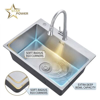 قیمت خوب 25 Inch Drop-In Laundry Utility Sink Single Bowl 20 Gauge with Overflow Drain آنلاین