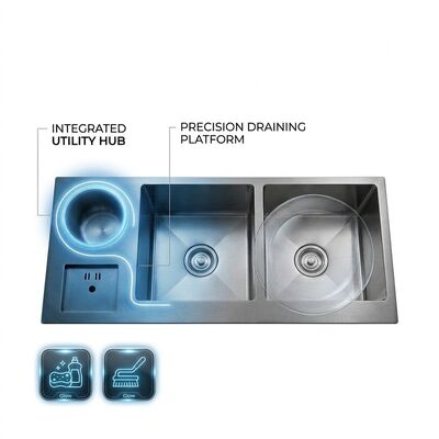 قیمت خوب 36 Inch PVD Gold Single Bowl Farmhouse Workstation Kitchen Sink SUS304 16 Gauge آنلاین