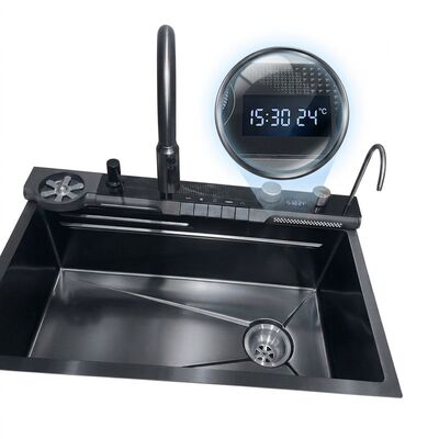 قیمت خوب 24 Inch Handmade Single Bowl Undermount Kitchen Sink 16 Gauge Gunmetal PVD آنلاین
