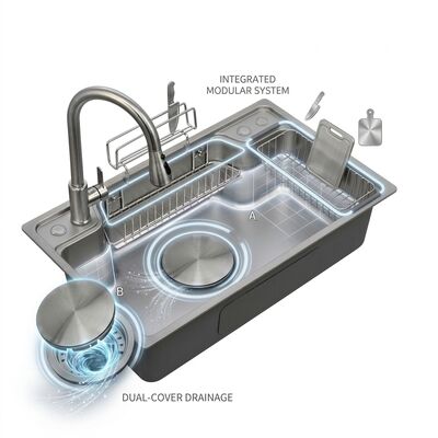 قیمت خوب 30 Inch Farmhouse Apron Front Double Bowl Kitchen Sink 16 Gauge with Grids آنلاین