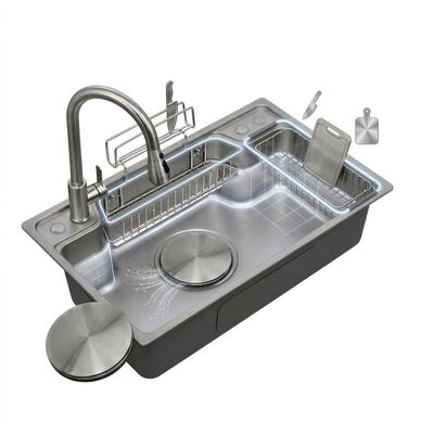 قیمت خوب 30 Inch Farmhouse Apron Front Double Bowl Kitchen Sink 60/40 16 Gauge with Bottom Grids آنلاین